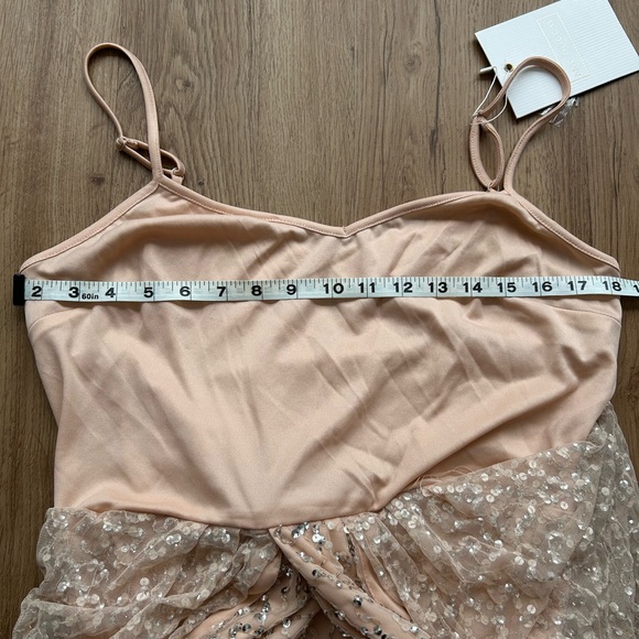 Mac Duggal Beaded Champagne Mini Dress NWT | Long Sleeve Cocktail Size 8 - Picture 8 of 10